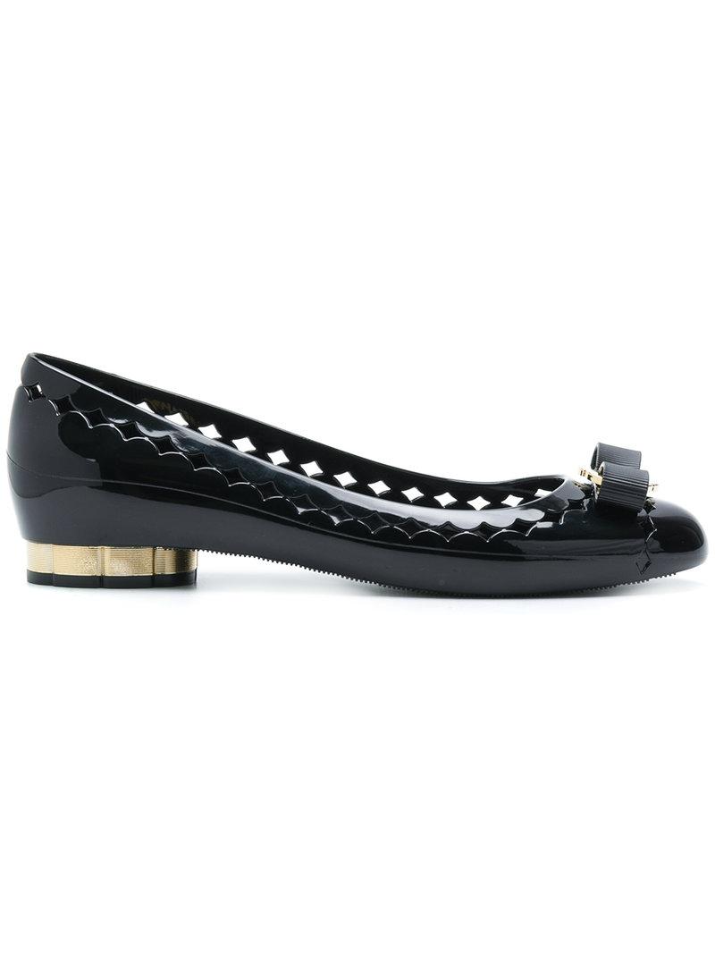  Ferragamo  Bow Jelly  Ballerina Shoes  in Black Save 26 