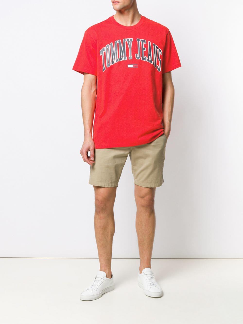 Tommy Hilfiger Logo Print T-shirt in Red for Men - Lyst