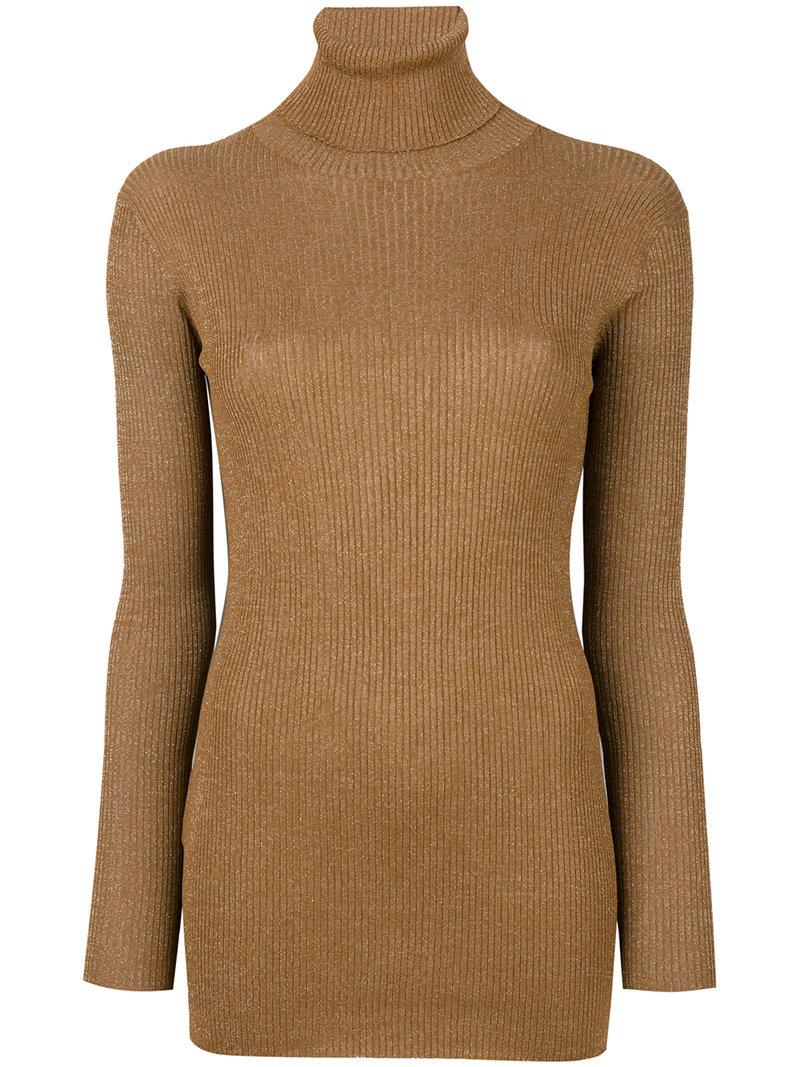 Prada Fitted Turtleneck Sweater in Brown | Lyst