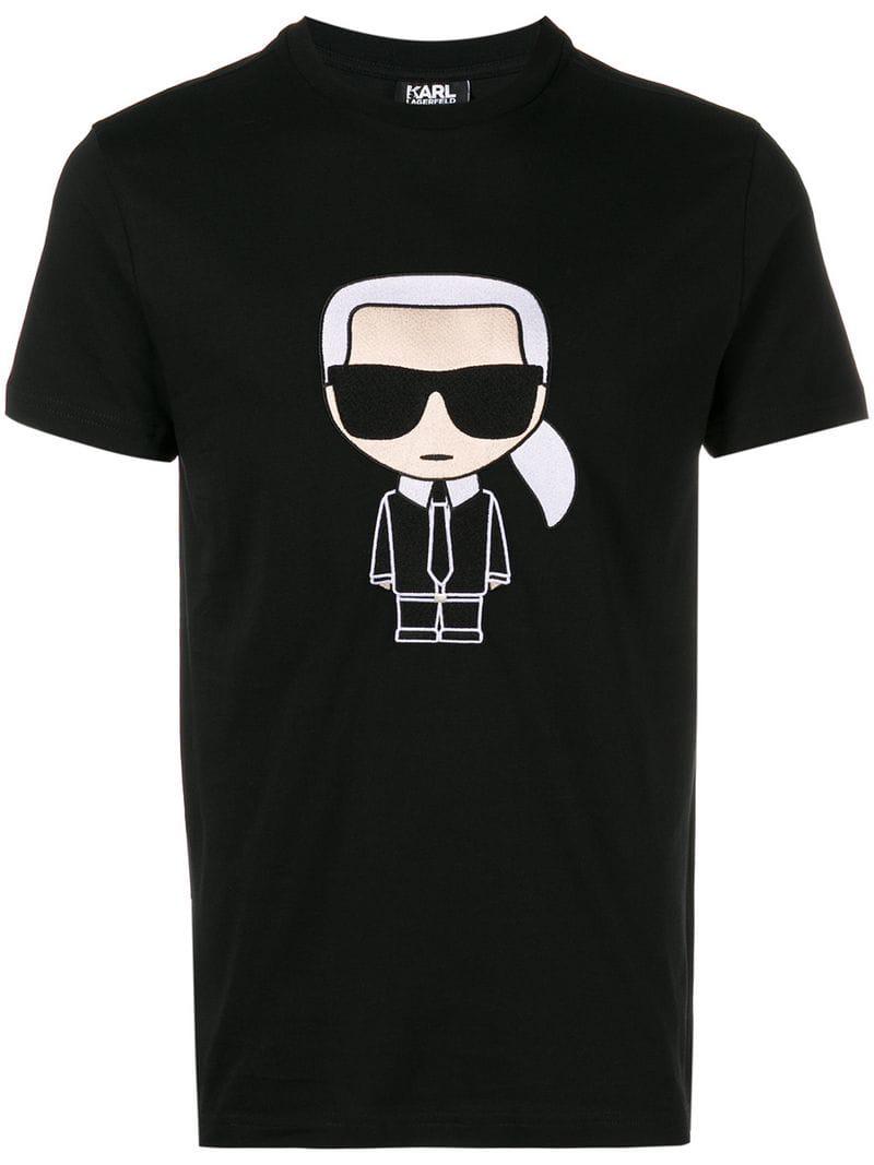 Lyst - Karl Lagerfeld Ikonik Embroidered T-shirt in Black for Men ...