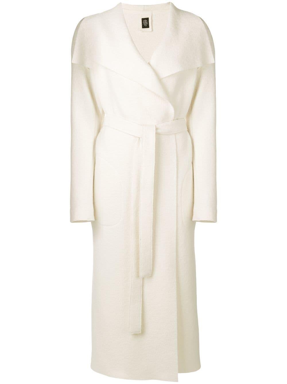 Eleventy Wool Long Duster Coat in White - Lyst