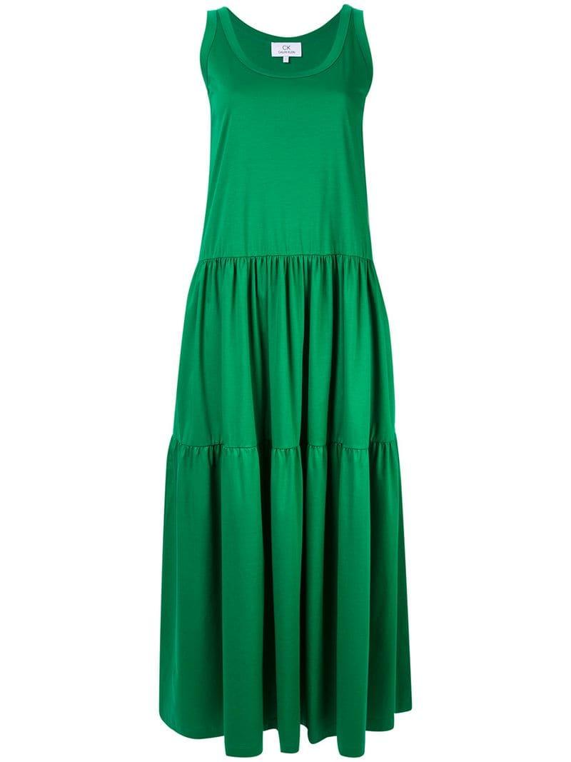 Calvin Klein Sleeveless Maxi Dress in Green - Lyst