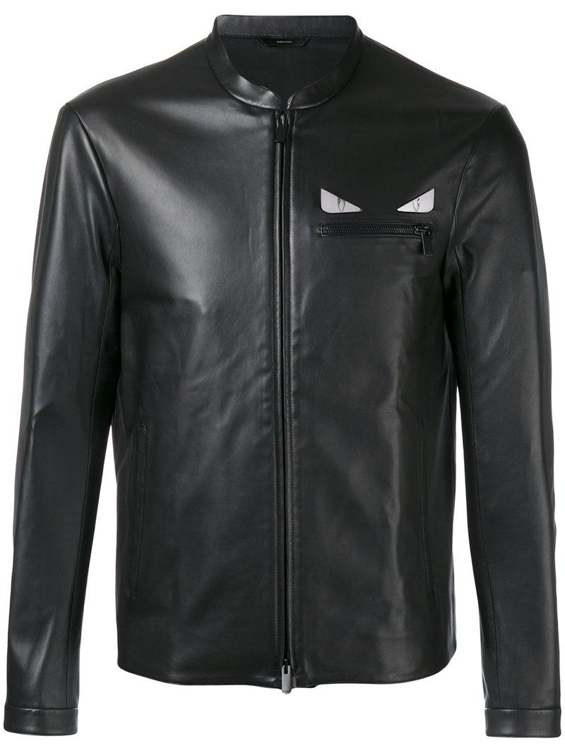 black leather fendi jacket