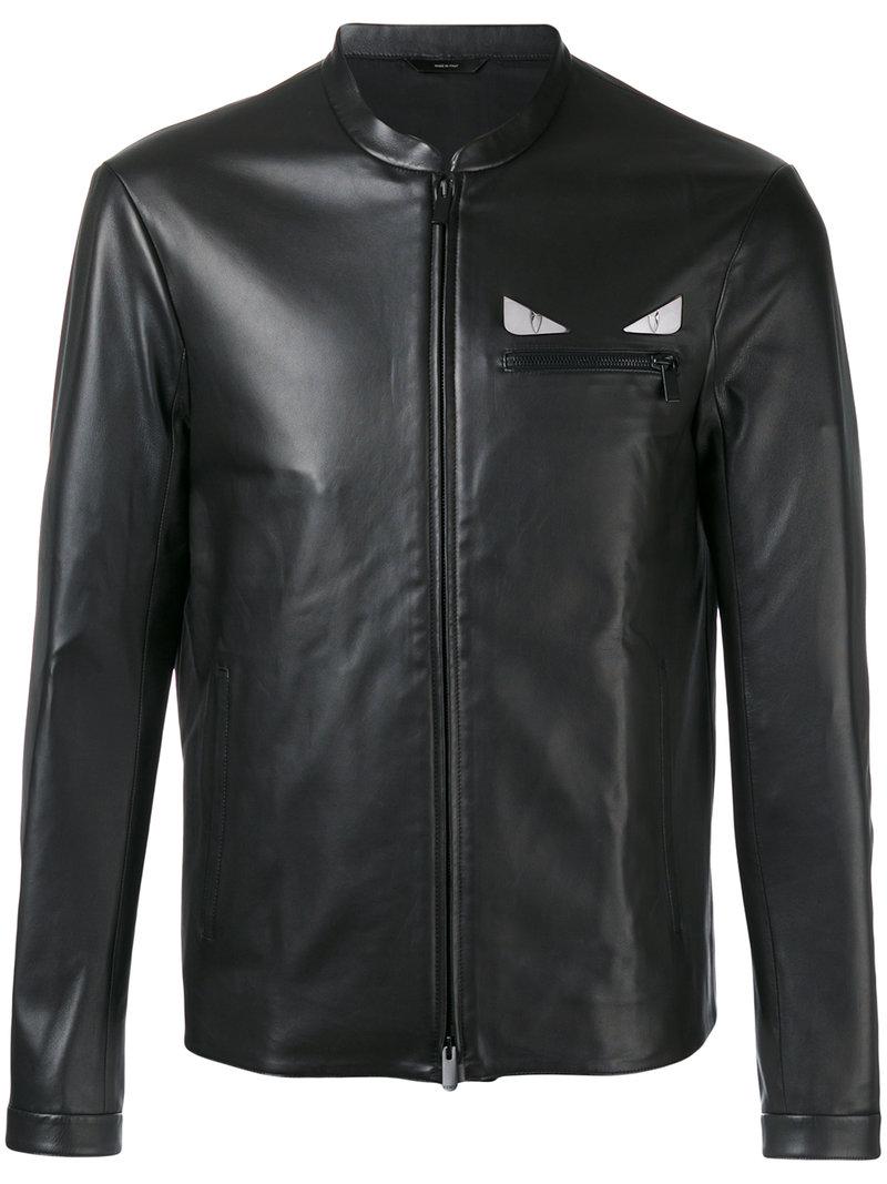 Lyst - Fendi 'metal Eye' Leather Jacket in Black for Men