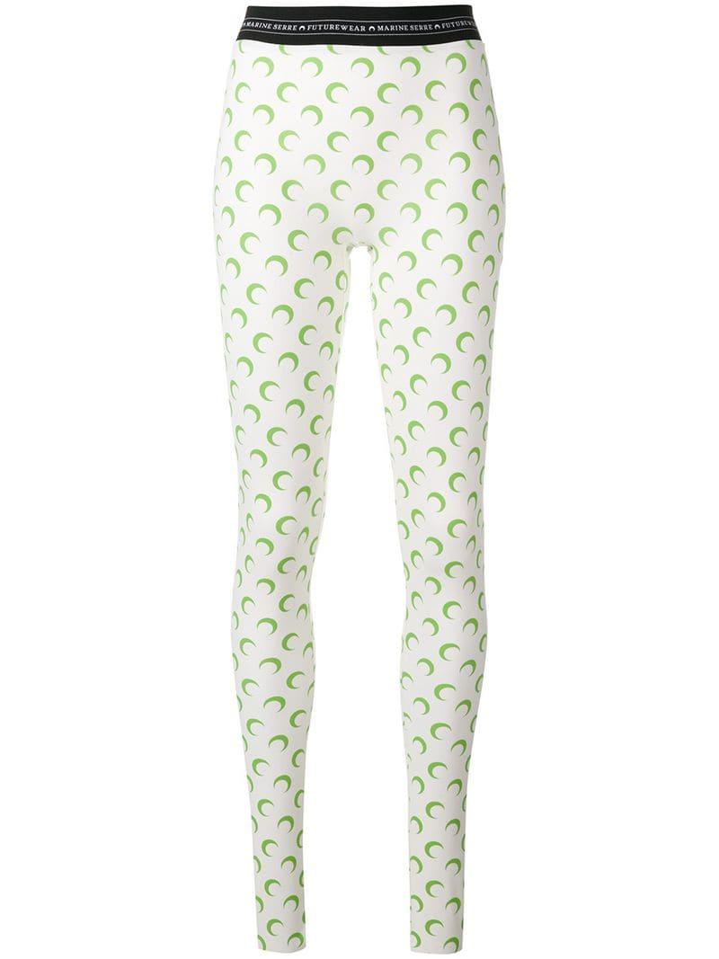 Marine Serre Synthetic Logo Pattern leggings in White - Lyst