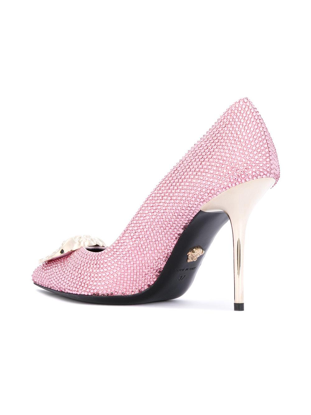 Lyst - Versace Embellished Medusa Pumps in Pink