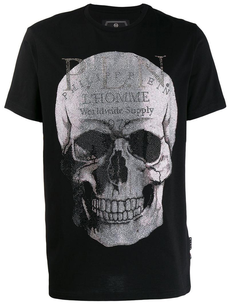 Philipp Plein Platinum Cut Skull T-shirt in Black for Men - Lyst