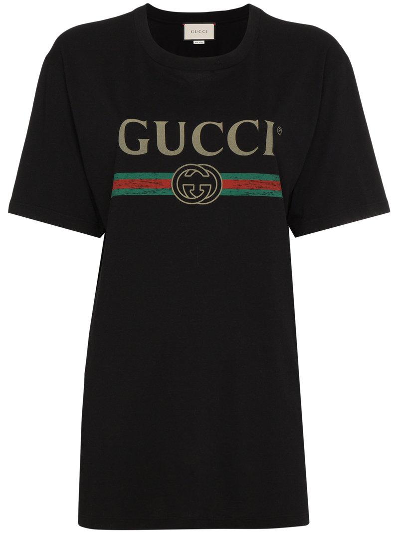 Lyst - Gucci Black Logo T-shirt in Black