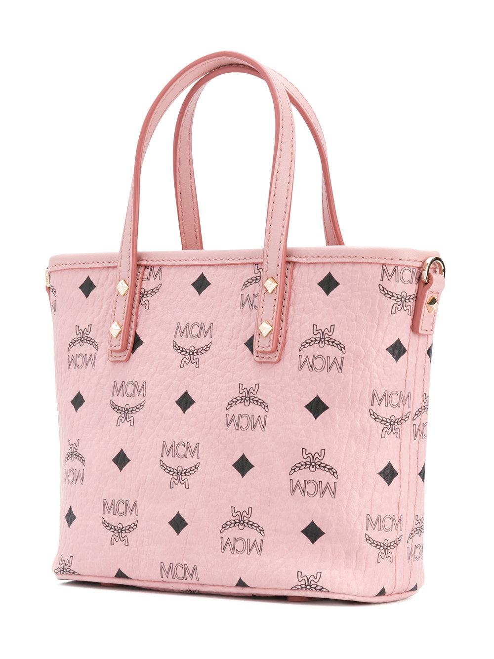 MCM Mini Anya Topzip Tote in Pink Lyst