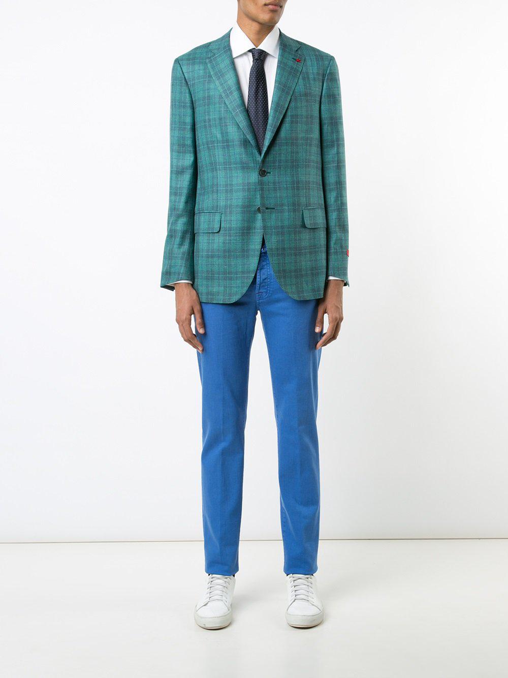 Lyst Isaia Plaid Blazer in Green for Men