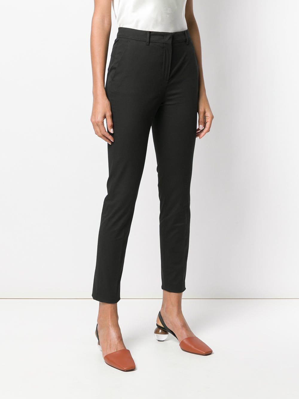 Max Mara Cotton Tailored Cropped Trousers in Black - Lyst