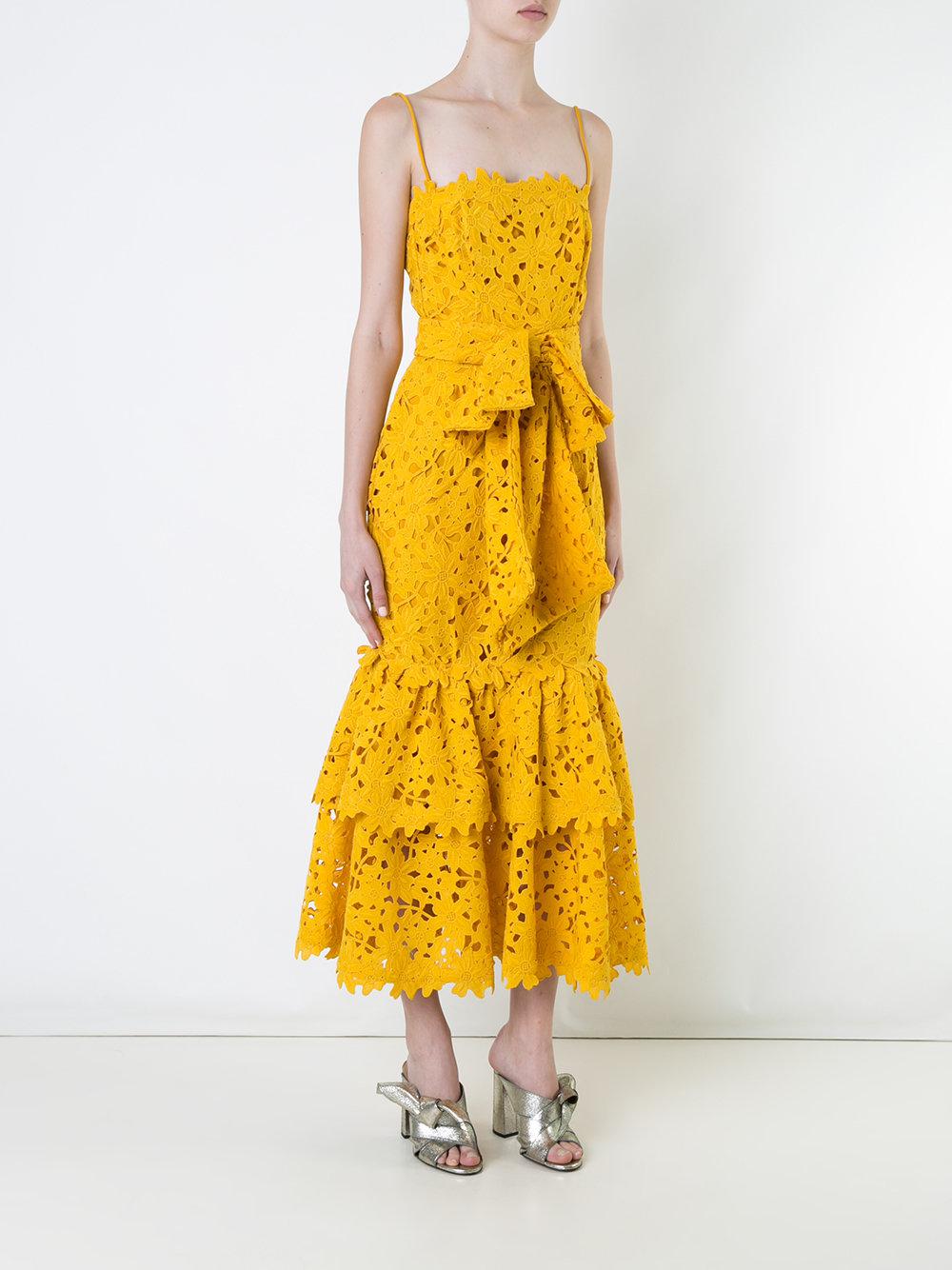 Bambah Lace Double Ruffle Dress in Yellow/Orange (Yellow) - Lyst
