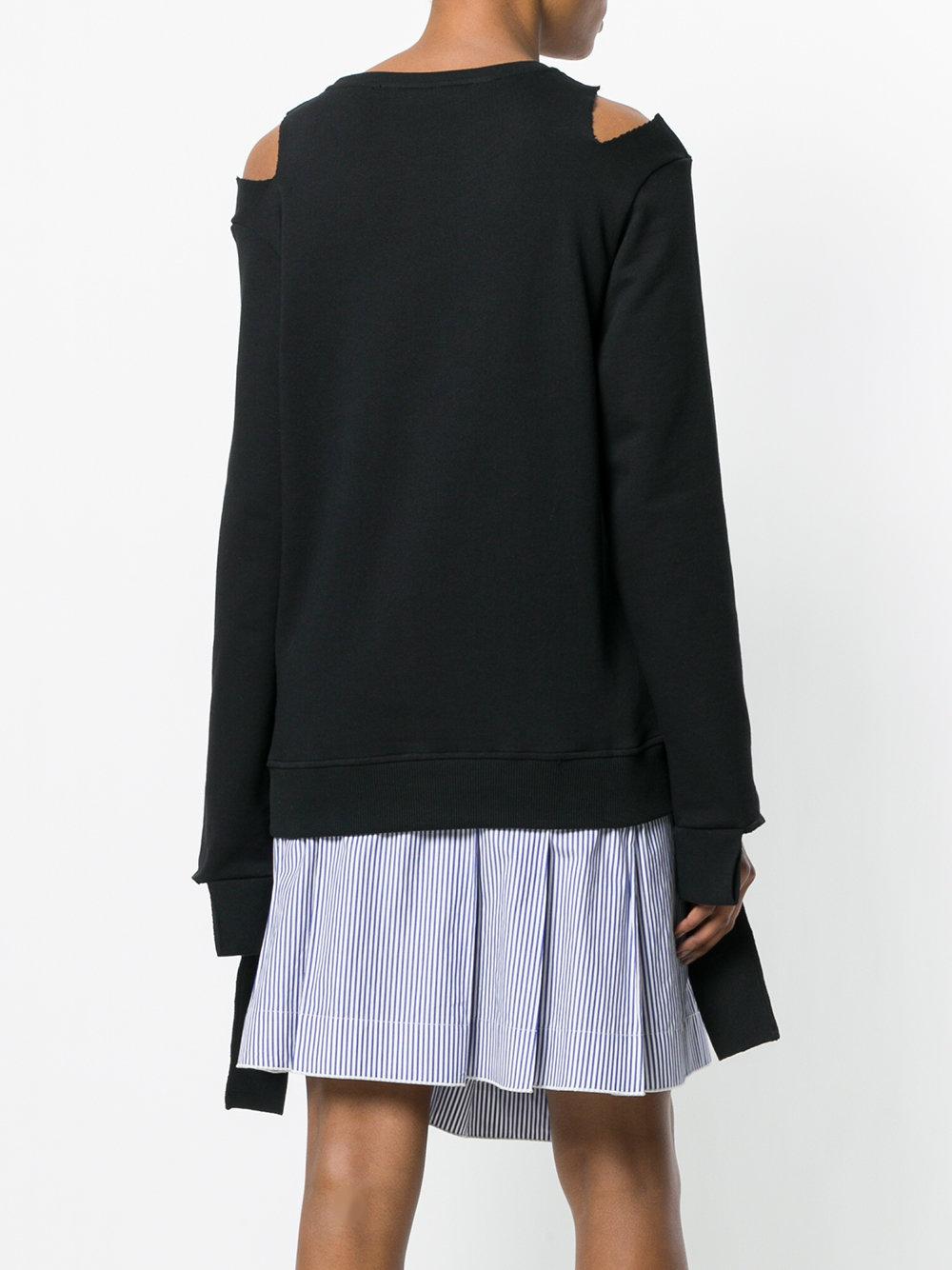 Fullscreen View Black Federica Cold Lyst Sweatshirt Shoulder Tosi Ripped wAaq80