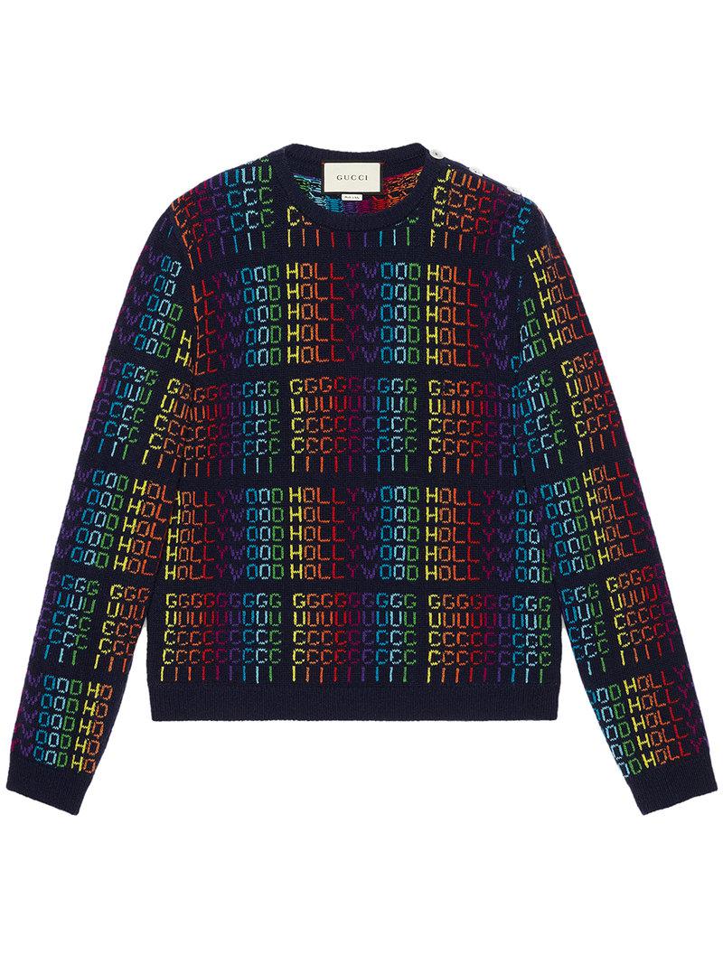Lyst Gucci Rainbow " Hollywood" Sweater in Blue for Men
