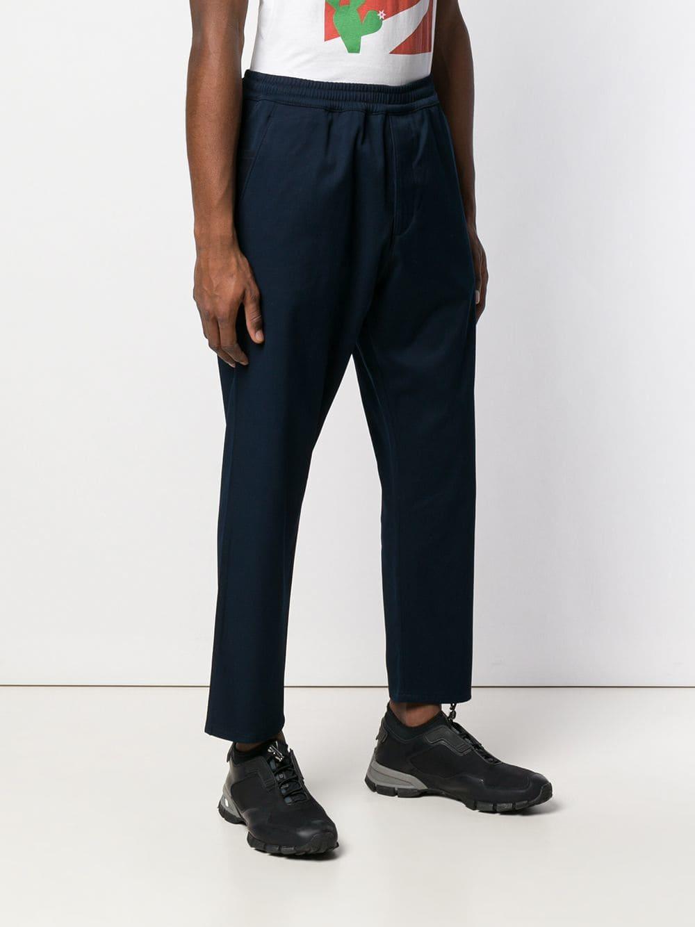 Prada Tapered Trousers in Blue for Men - Lyst