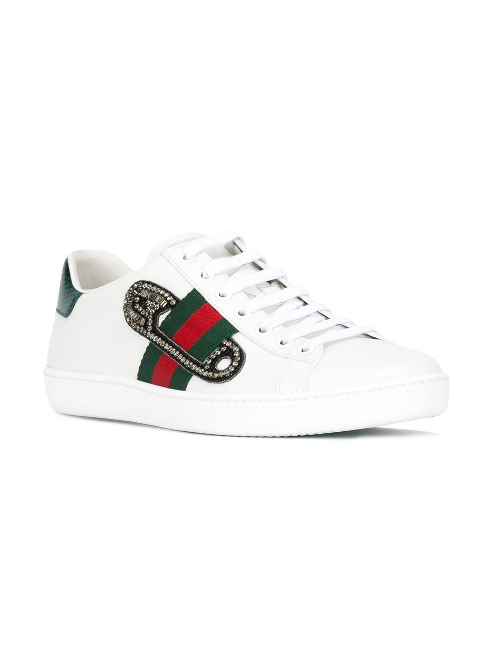 Lyst - Gucci Gg Vintage Web Safety Pin Sneakers in White