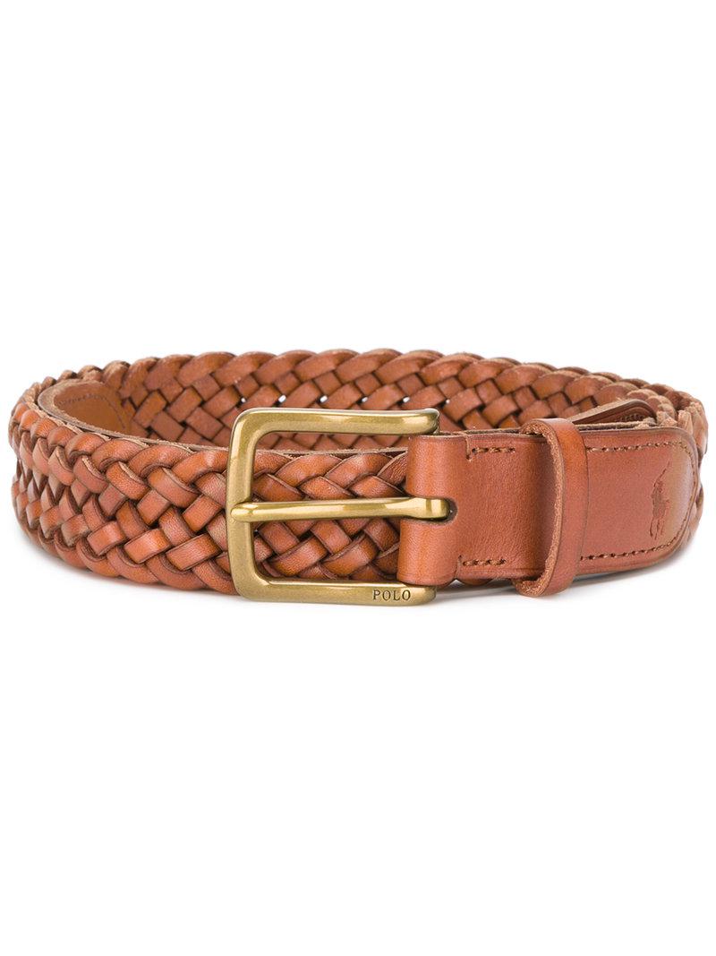 Polo Ralph Lauren Interlaced Leather Belt in Brown for Men - Lyst