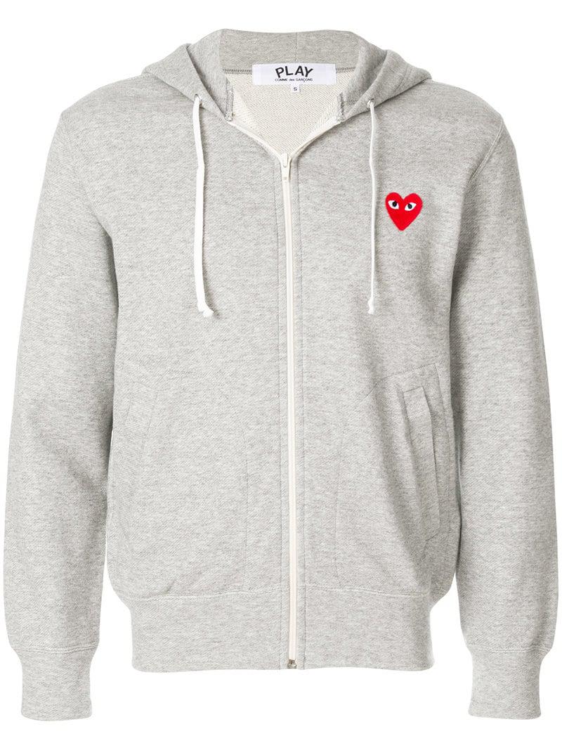 Lyst - Comme Des Garçons Play Heart Patch Hoodie in Gray for Men - Save ...