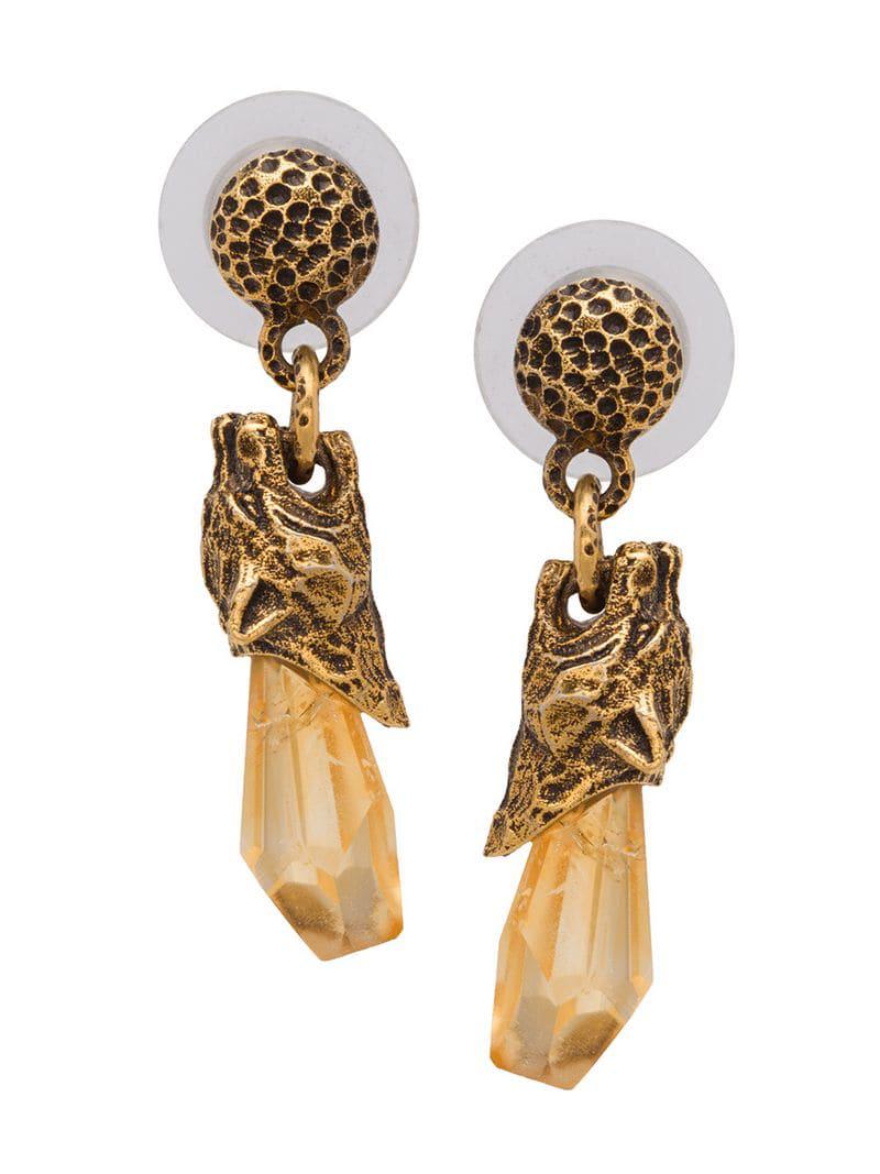 Lyst Prada Talisman Panther Earrings In Metallic Prada Women S Metallic Talisman Panther Earrings