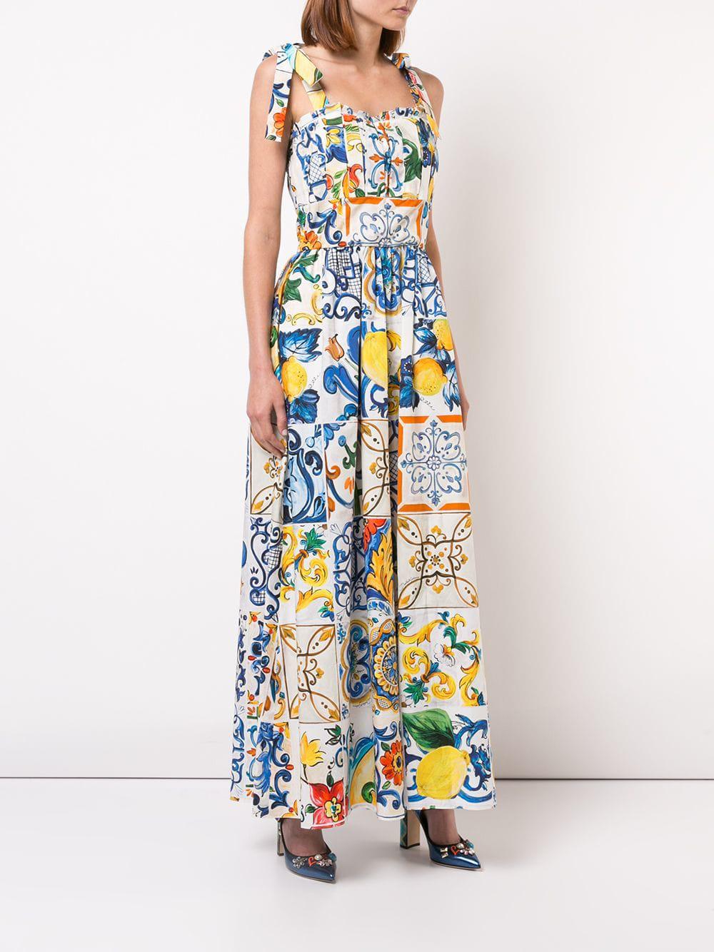 Dolce & Gabbana Majolica Print Dress in Blue - Lyst