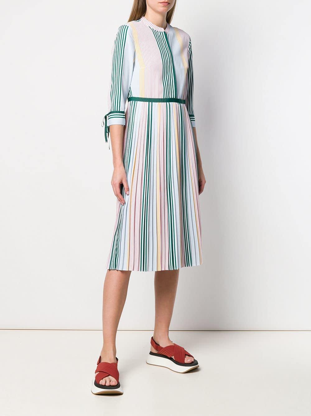 Tommy Hilfiger Fancy Pleated Midi Dress in Green - Lyst