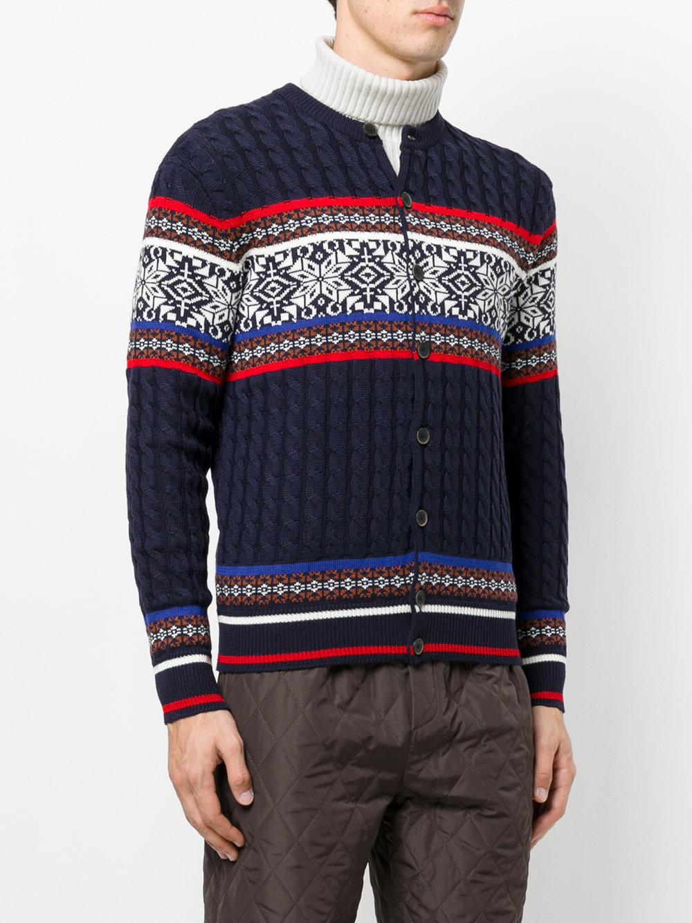 Lyst - Msgm Fair Isle Cardigan in Blue for Men