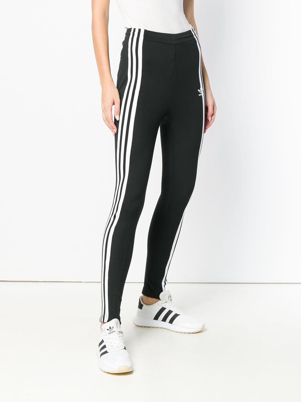 adidas Three Stripe leggings in Black - Lyst