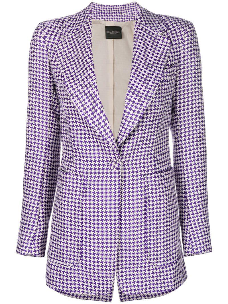 Lyst - Erika Cavallini Semi Couture Houndstooth Print Jacket in Pink