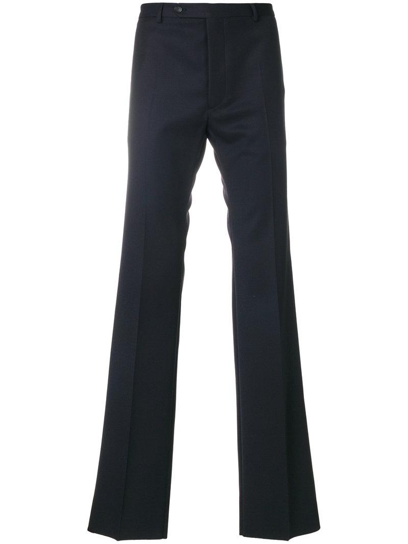 blue straight leg trousers