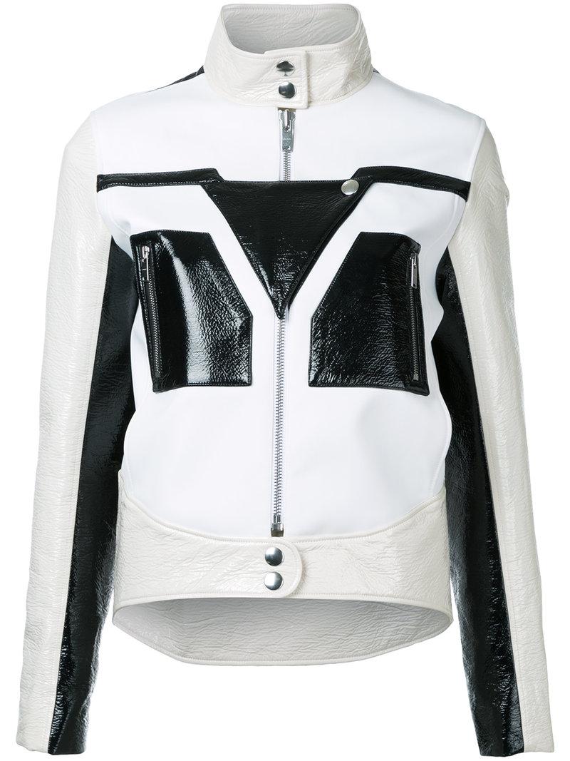 Courreges Graphic Contrast Faux Leather Jacket in Black - Lyst