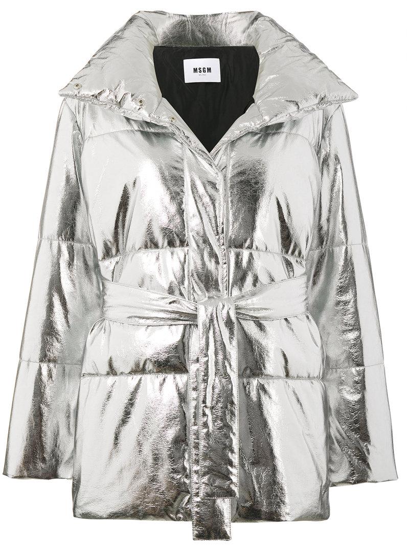 Lyst Msgm Metallic (grey) Puffer Jacket in Metallic