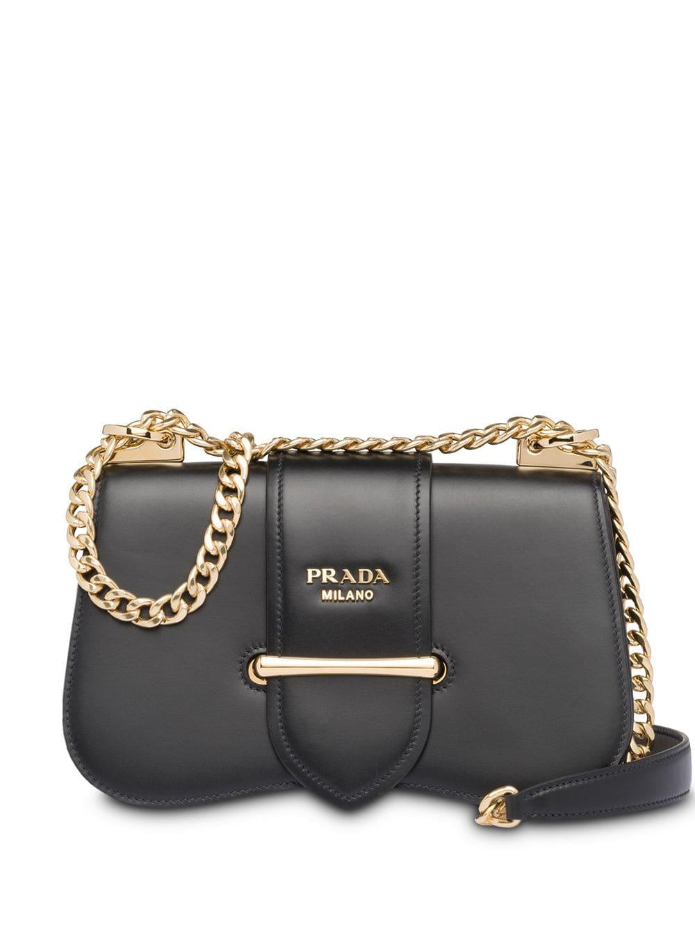 Prada Sidonie Leather Shoulder Bag in Black - Lyst