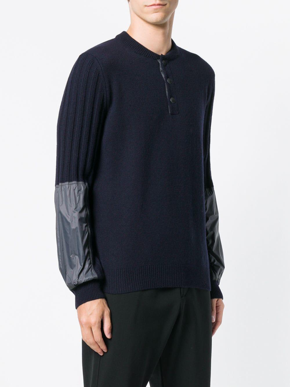 Giorgio Armani Ribbed Sleeve Sweater in Blue for Men - Lyst