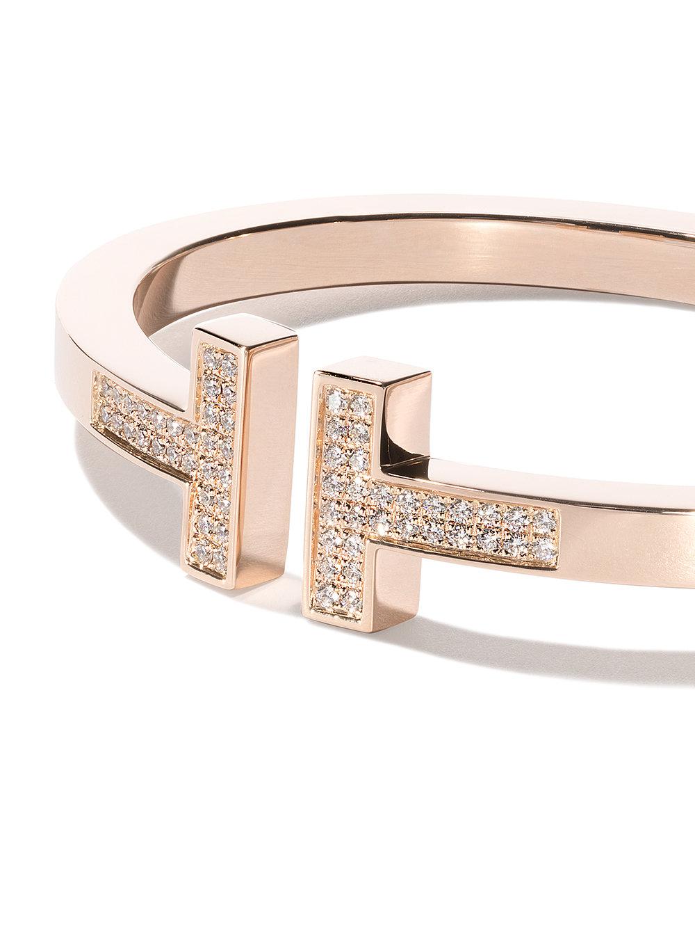 Lyst - Tiffany & Co 18kt Rose Gold Tiffany T Square Diamond Cuff in ...