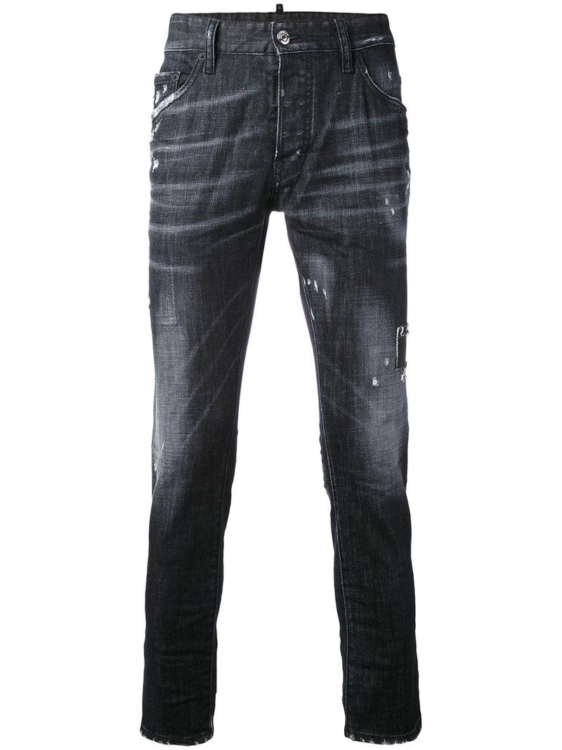 distressed straight fit jeans