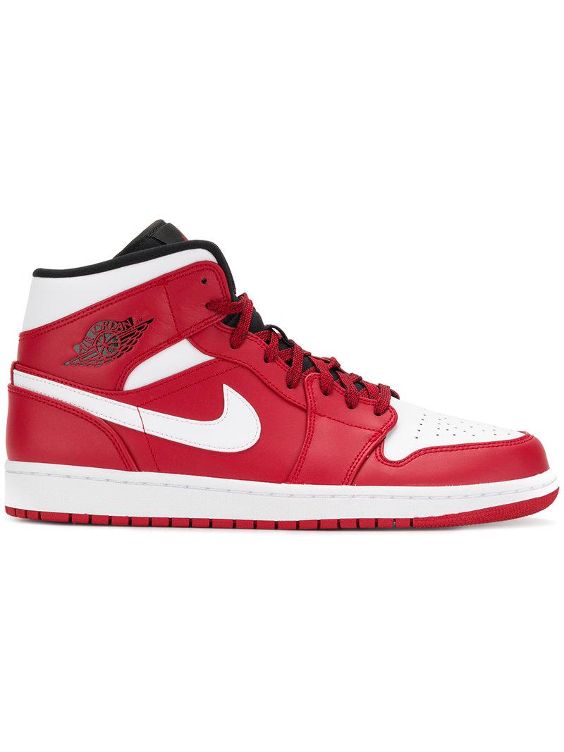 Lyst - Nike Air Jordan 1 Mid Sneakers in Red for Men Nike. Men's Red Air Jordan 1 Mid Sneakers