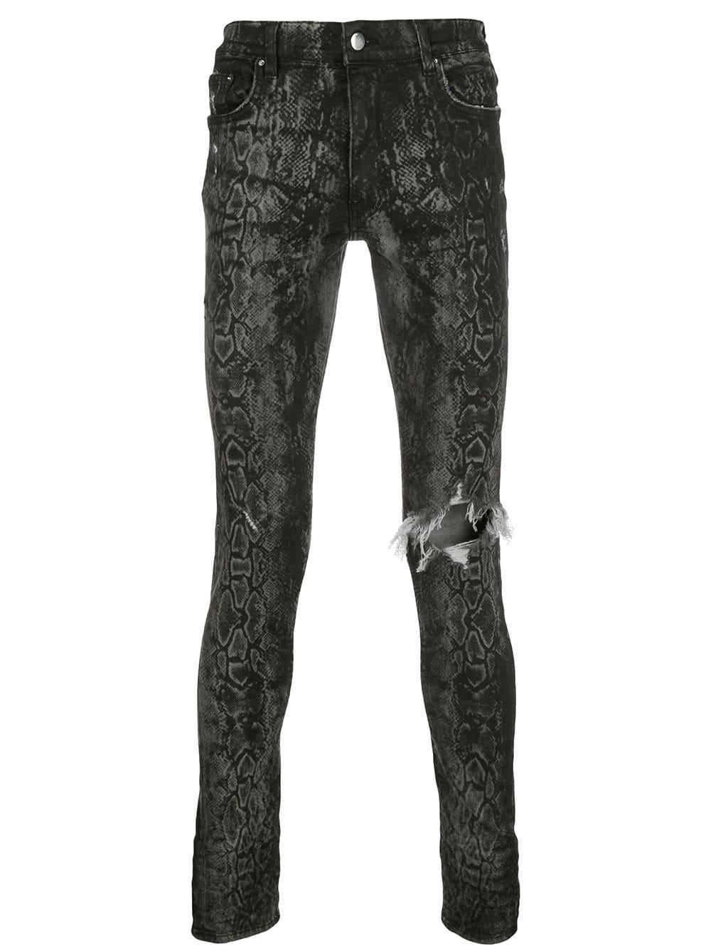 Amiri Denim Distressed Python Skinny Jeans in Grey (Gray) for Men Lyst