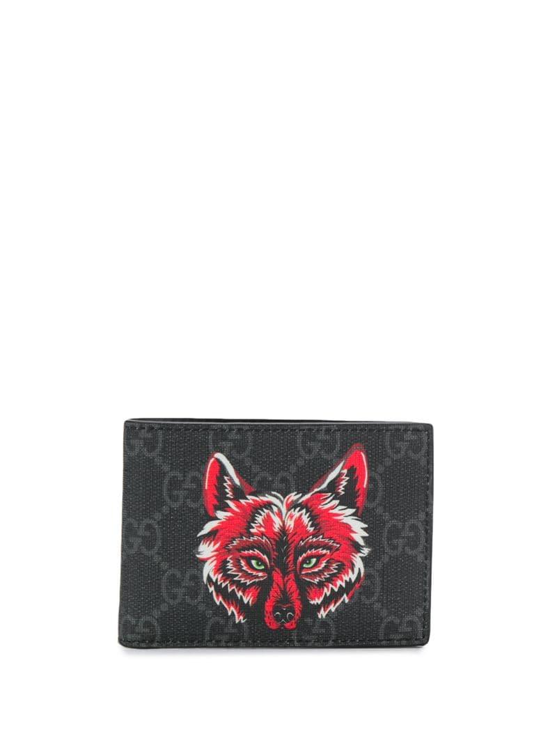 Gucci GG Supreme Wolf Motif Wallet in Black for Men - Lyst