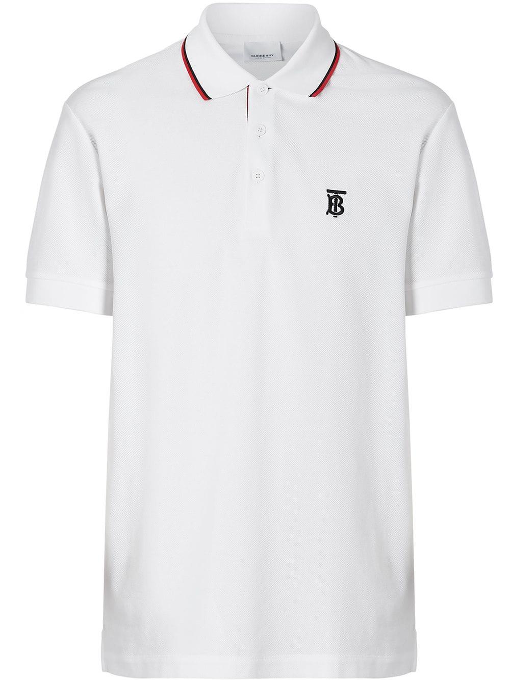 Burberry Icon Stripe Placket Cotton Piqué Polo Shirt in White for Men ...