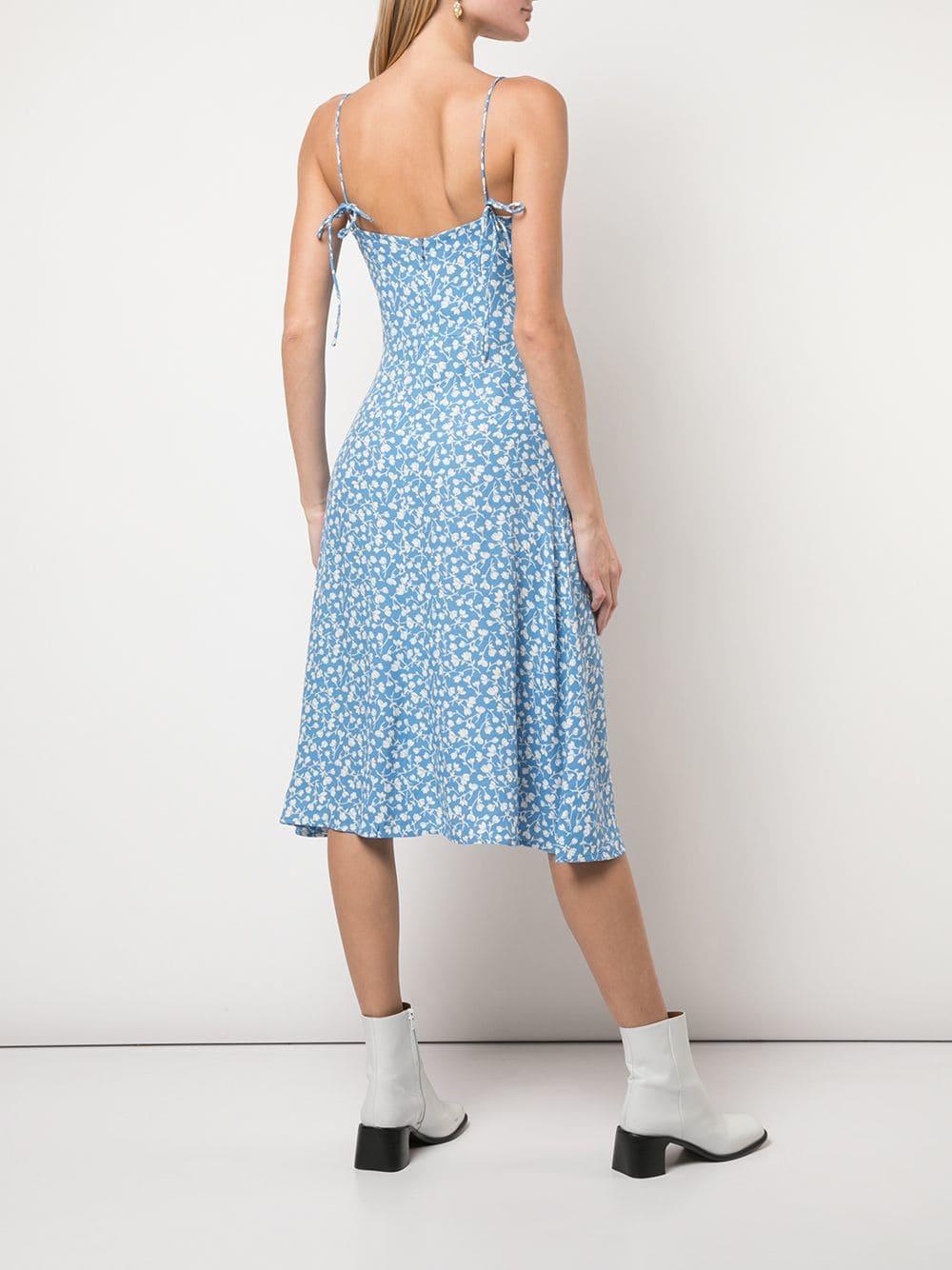 reformation white and blue floral dress