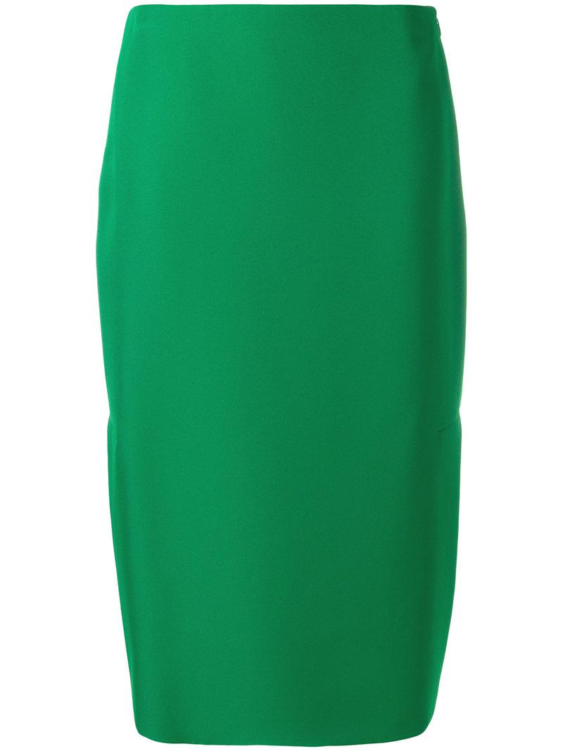 Lyst - Marni Silk Pencil Skirt in Green