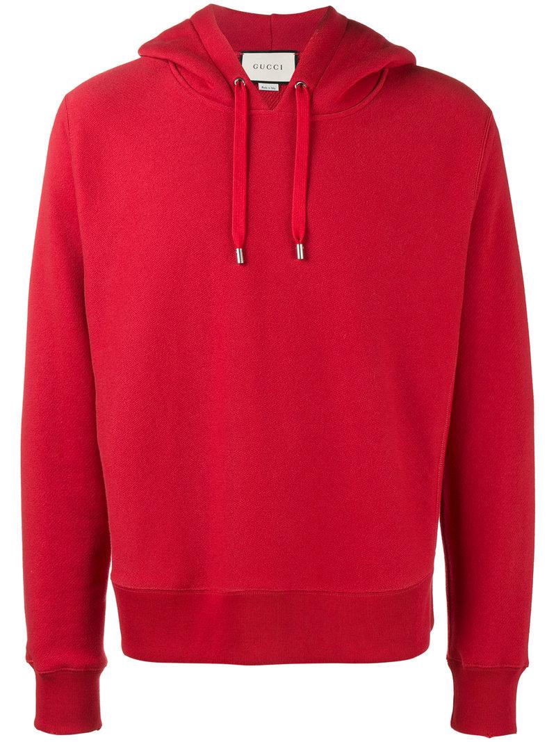 Gucci Embroidered Dragon Hoodie in Red for Men - Lyst