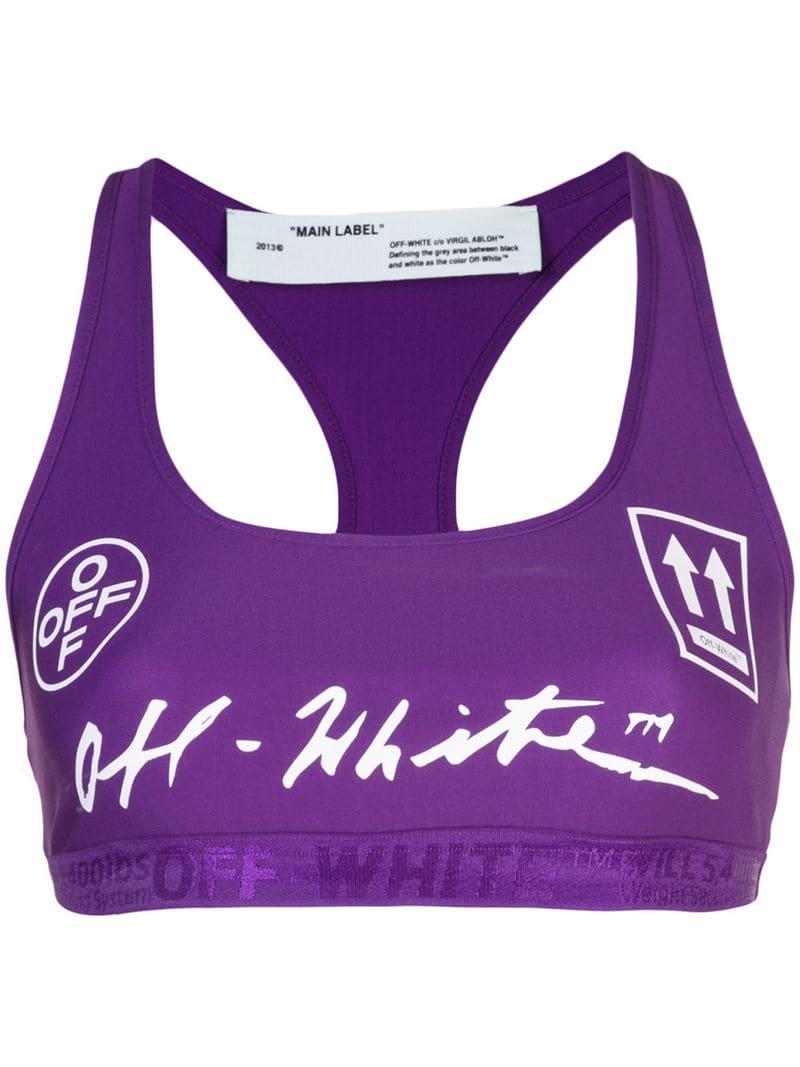 Off-White c/o Virgil Abloh Logo Print Sports Bra in Purple - Lyst