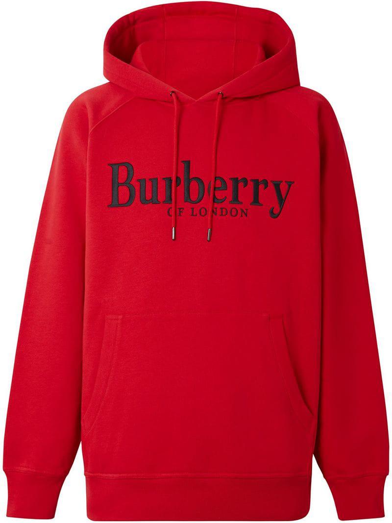 Burberry Logo Hoodie in Red for Men Save 22 Lyst