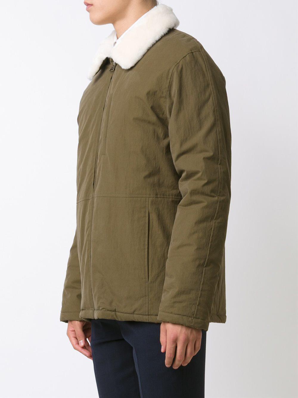 Lyst - A.P.C. Fur Collar Jacket in Green for Men