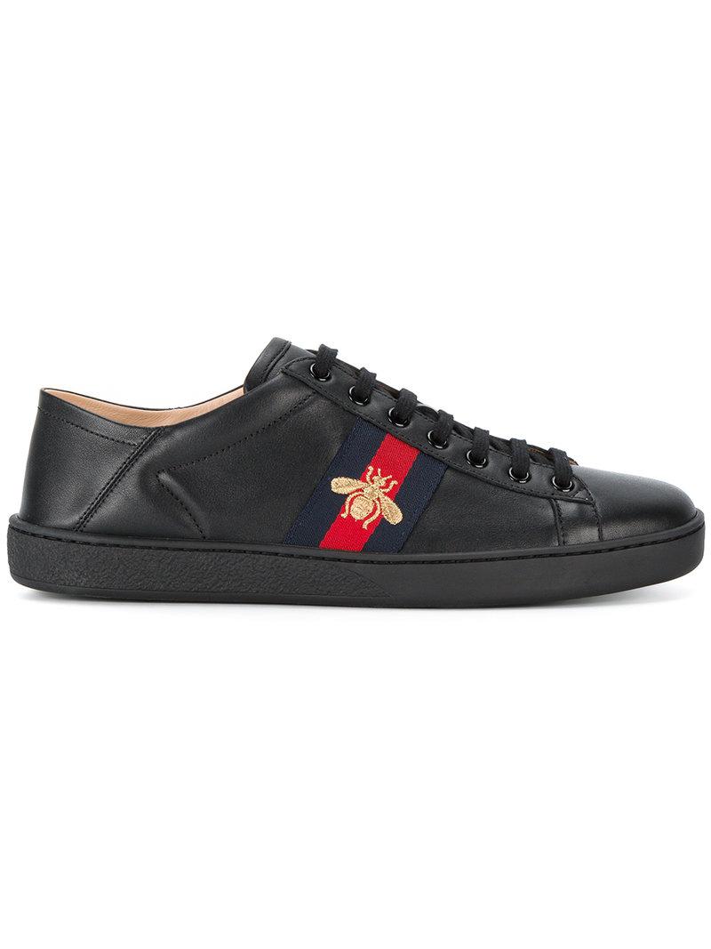 Gucci Black Ace Bee Leather Sneakers in Black - Save 11% - Lyst