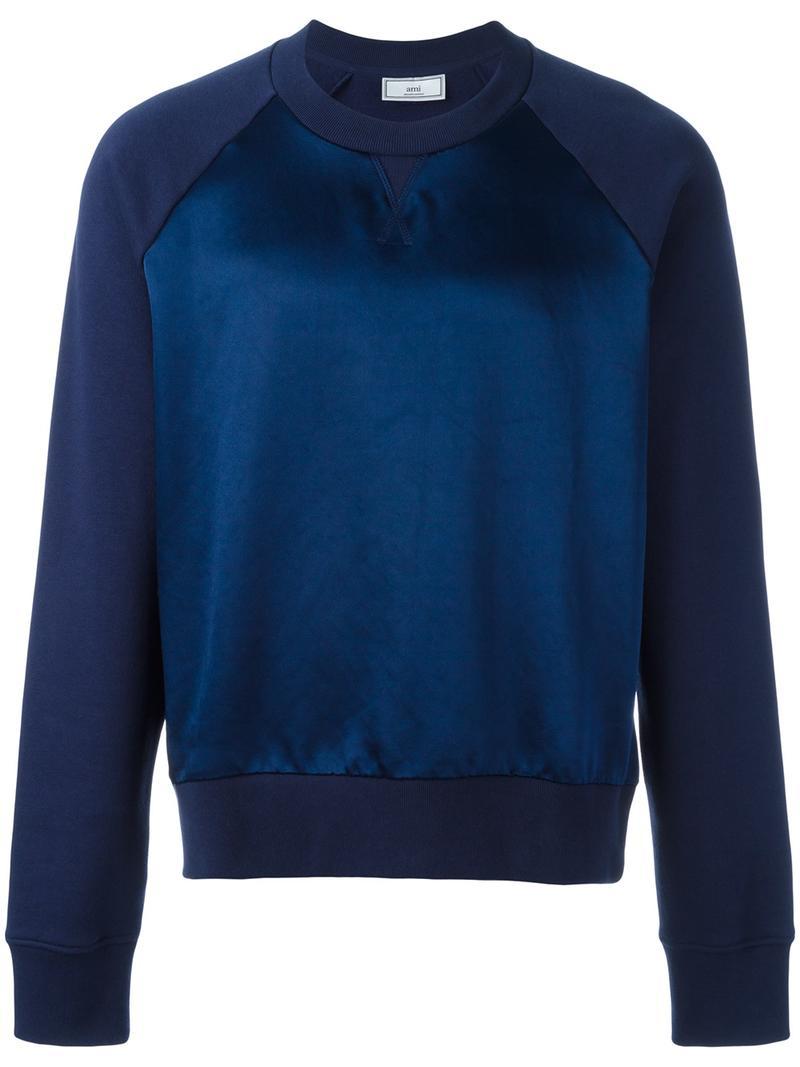 AMI Oversized Crew Neck Sweatshirt in Blue for Men - Lyst