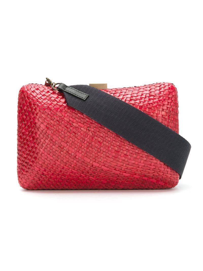Serpui Straw Clutch Bag in Red Lyst