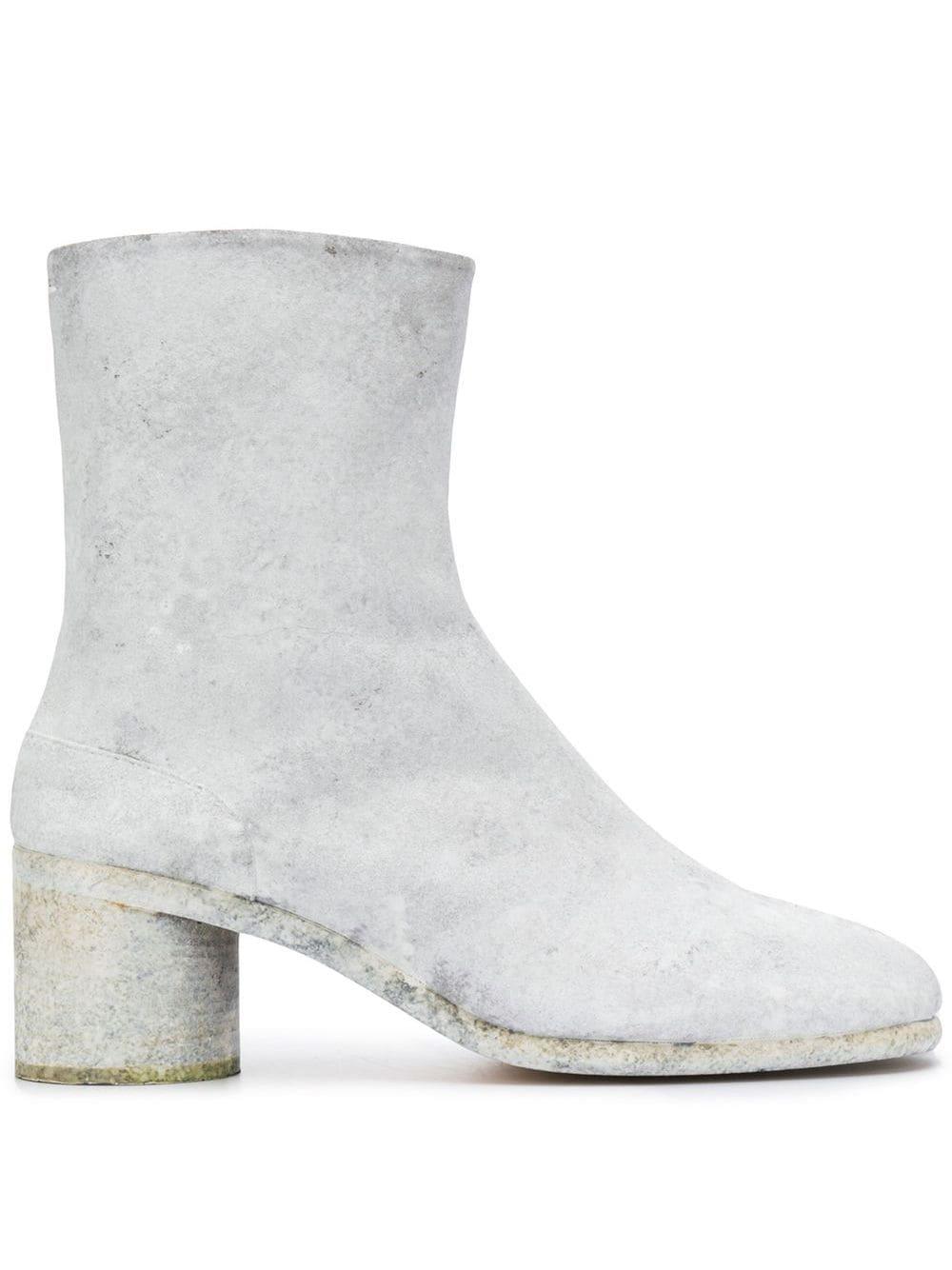 Maison Margiela Leather Tabi Ankle Boots in White for Men - Lyst