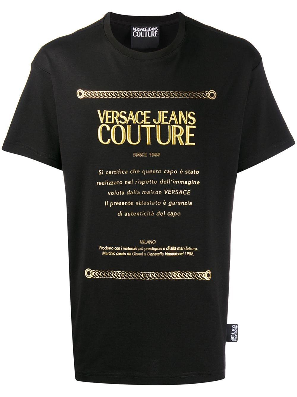 Versace Jeans Etichetta Label Print T-shirt in Black for Men - Lyst